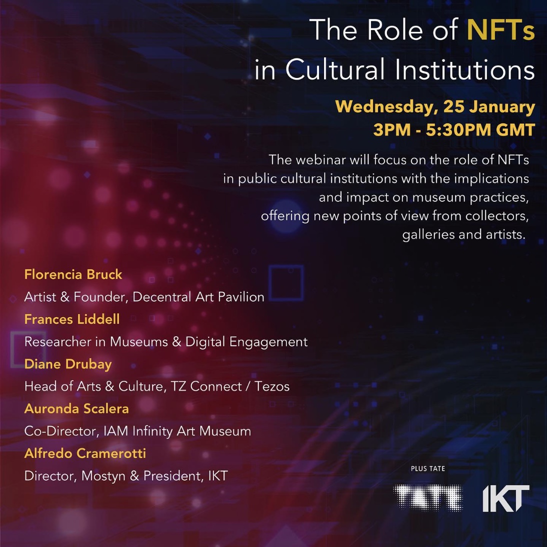 The Role of NFTs in Cultural Institutions, IKT and Plus Tate talk, 25 January 2023