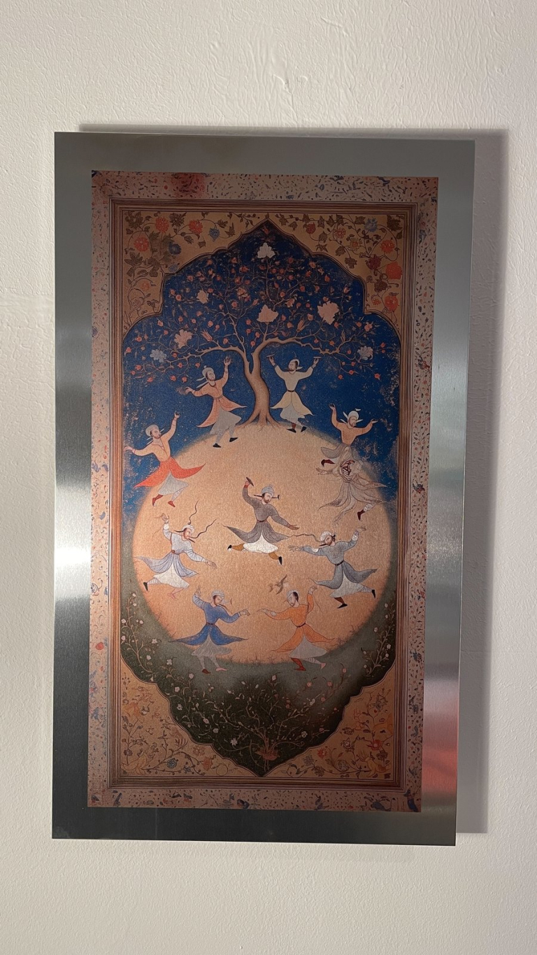 The Virtual Dervish, front of the aluminium plate