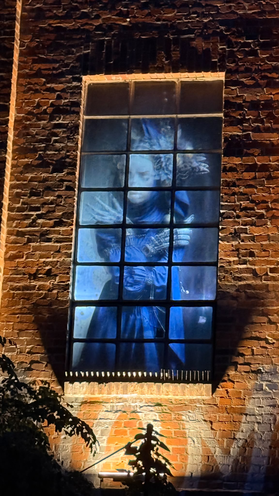 Projection in a window of the Kesselhaus Linden facade at night, ALL NATURAL, Hannover, 2026
