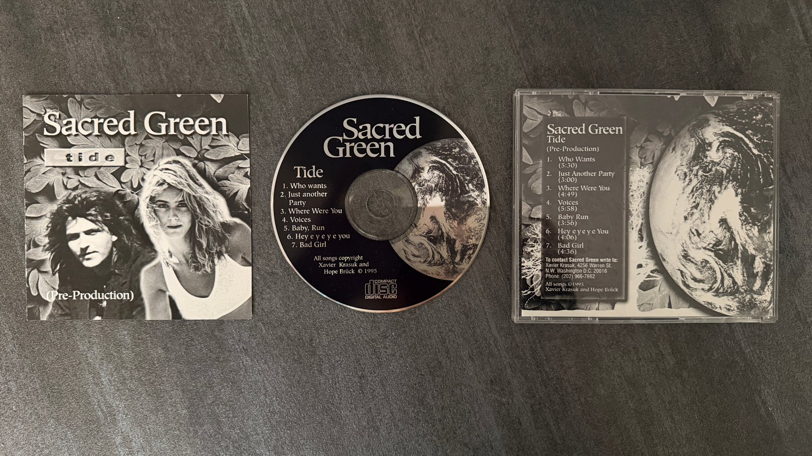 Sacred Green, Tide (Pre-Production), 1995: the CD case, the disc and the cover
