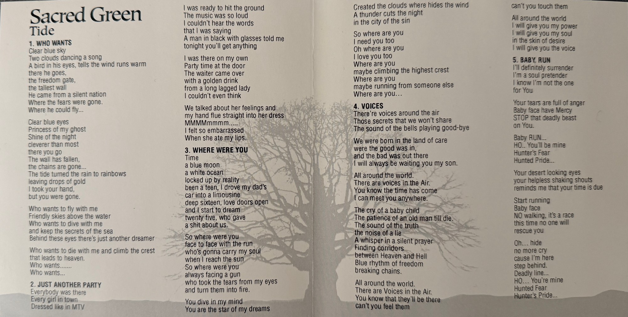 Sacred Green, Tide, CD booklet inside